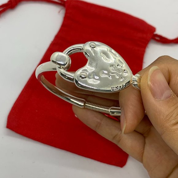 UNO de 50 Bracelet - Heart Lock Hinged Bracelet Silver-Plated Bead Unisex - Picture 6 of 9